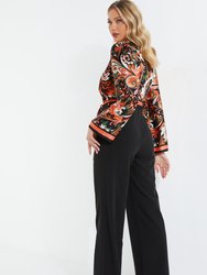 Paisley Satin 2 In 1 Palazzo Jumpsuit