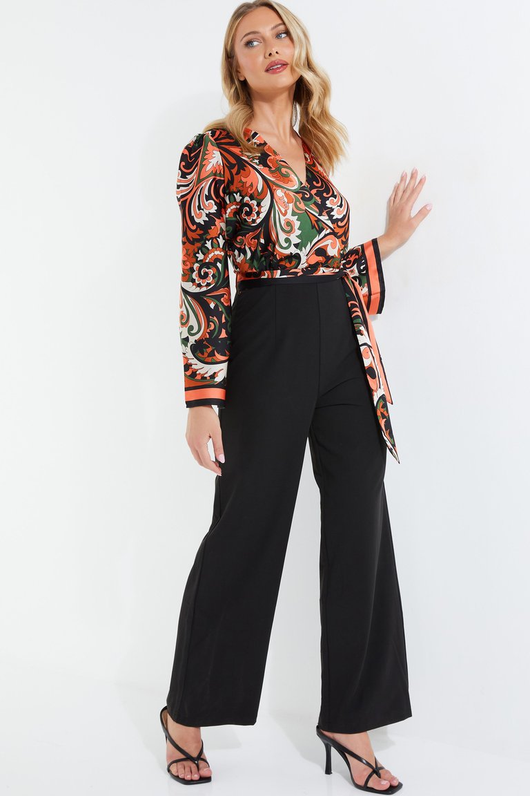 Paisley Satin 2 In 1 Palazzo Jumpsuit