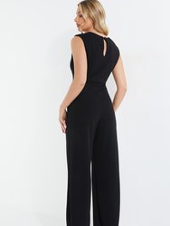 Palazzo Jumpsuit With Embellished Buckle