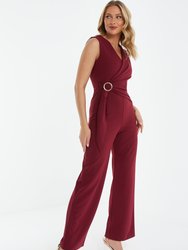 Palazzo Jumpsuit With Embellished Buckle