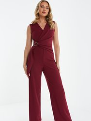Palazzo Jumpsuit With Embellished Buckle