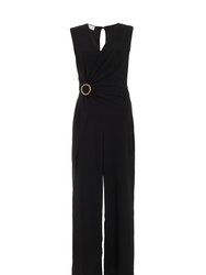 Palazzo Jumpsuit With Embellished Buckle