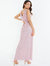 Pink Cowl Neck Sequin Evening Dress