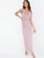 Pink Cowl Neck Sequin Evening Dress - Pink