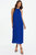 Pleated Chiffon High Neck Midi Dress - Blue