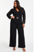 Plus Size Buckle Detail Chiffon Sleeve Palazzo Jumpsuit - Black