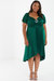 Plus Size Embellished Broach Bardot Dip Hem Dress - Green