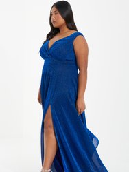 Plus Size Glitter Wrap Maxi Dress