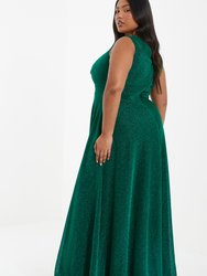 Plus Size Glitter Wrap Maxi Dress