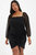 Plus Size Mesh Long Sleeve Ruched Dress - Black