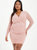 Plus Size Mesh Wrap Ruched Midi Dress - Pink