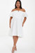 Plus Size Puff Sleeve Bardot Dress - White