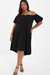 Plus Size Puff Sleeve Bardot Dress - Black