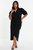 Plus Size Wrap Pleated Ruched Sleeve Midi Dress