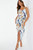 Printed Ruched Cowl Neck Midi Dress - Multi Colour