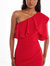 Red One Shoulder Frill Maxi Dress