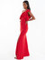 Red One Shoulder Frill Maxi Dress