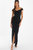 Ruched Bardot Wrap Maxi Dress - Black