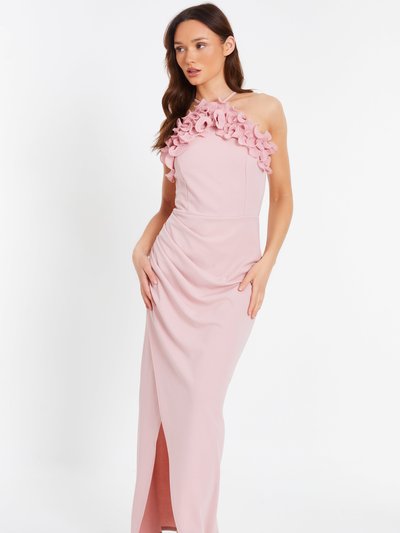 Quiz Ruffle Halter Neck Ruched Maxi Dress product