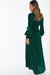 Satin Wrap Long Sleeve Frill Maxi Dress