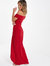 Scuba Crepe Bardot Maxi Dress - Red