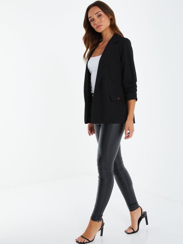 Scuba Crepe Blazer With Gold Buttons