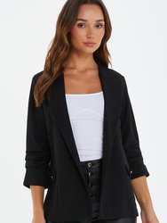 Scuba Crepe Blazer With Gold Buttons - Black