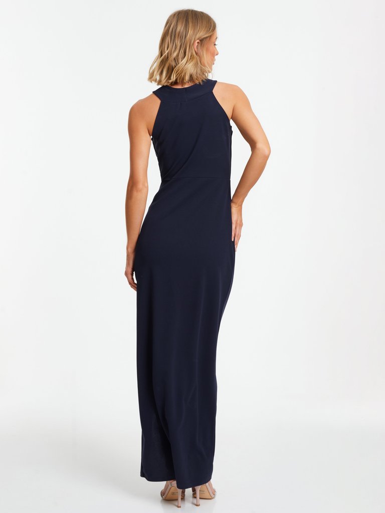 Scuba Crepe Halter Neck Maxi Dress