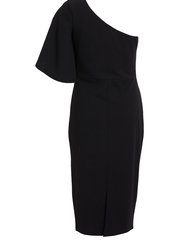 Scuba Crepe One Shoulder Midi Dress - Black