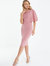 Scuba Crepe One Shoulder Midi Dress - Pink