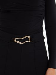 Scuba Crepe Pant With Gold Buckle