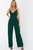 Scuba Crepe V Neck Belted Palazzo Jumpsuit - Green - Green