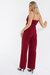 Scuba Crepe V Neck Belted Palazzo Jumpsuit - Red
