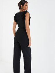 Scuba Floral Shoulder Jumpsuit