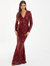 Sequin Evening Dress - Red