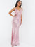 Sequin Strappy Evening Dress - Pink