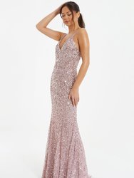 Sequin Strappy Evening Dress