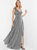 Sequin V-Neck Evening Dress - Silver