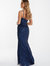 Sequin V Neck Strap Fishtail Maxi Dress