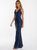 Sequin V Neck Strap Fishtail Maxi Dress