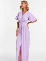 Short Sleeve Wrap Maxi Dress