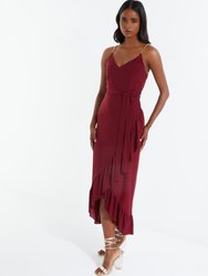 Slinky Chain Strap Wrap Dress - RED - Red