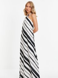 Stripe Halter Neck Maxi Dress