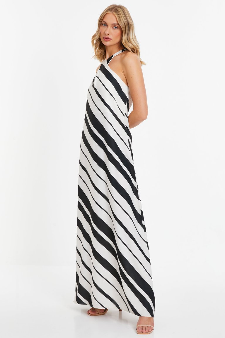 Stripe Halter Neck Maxi Dress