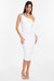 Textured Buckle Detail One-Shoulder Midi Dress - White