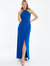 Tie Neck Keyhole Detail Maxi Dress - Blue - Blue