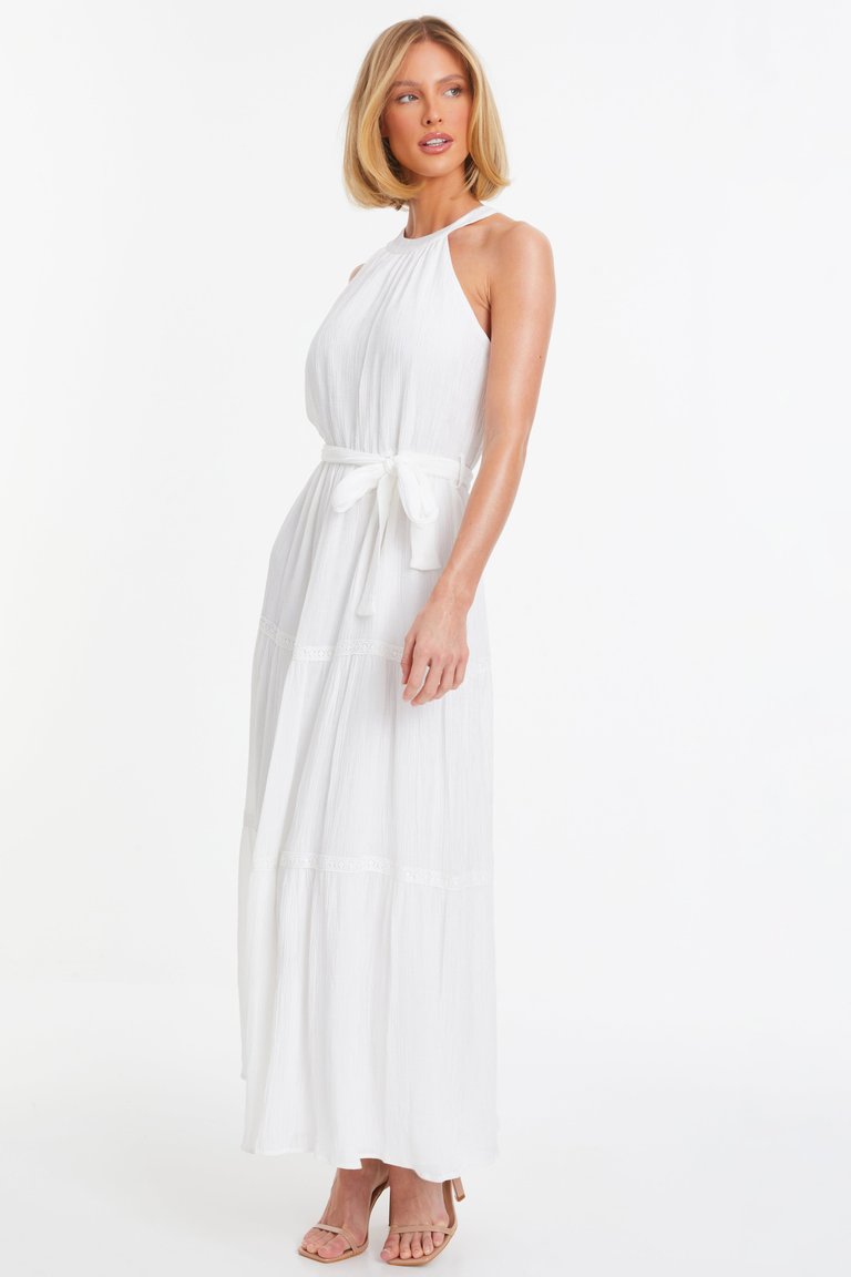 Tiered Halter Neck Maxi Dress