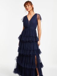 Tule Tiered Maxi Dress - Blue