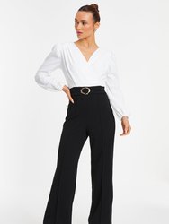 Two Toned Wrap Gold Buckle Jumpsuit - Multi