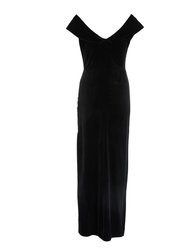 Velvet Bardot Ruched Maxi Dress